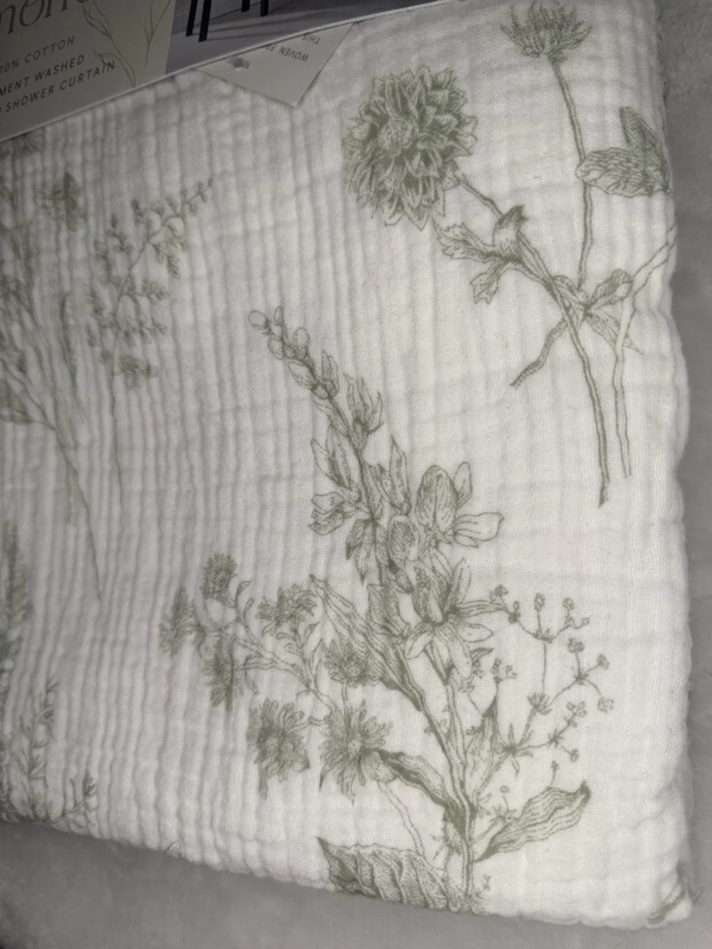 Beau Monde botanical Floral Farmhouse Greenery Garden Shabby chic Shower Curtain